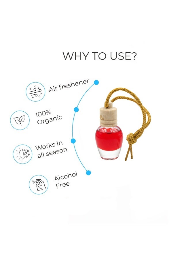 ELIXIR Hanging Car Air Freshener Strawberry Scent, Natural Essential Oil Diffuser Bottle, Alcohol-Free & Non-Toxic, Long-Lasting Fresh Fragrance for Car, Home & Office - Image 2